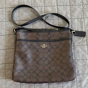 Coach Signature Brown and Black Crossbody Bag
